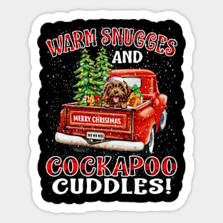 Warm Snuggles And Cockapoo Cuddles Ugly Christmas Sweater Sticker